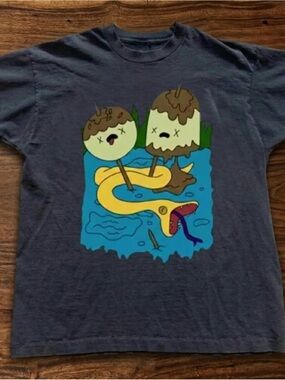 Graphic Swim T-Shirt in Charcoal with Yellow Snake Design